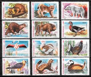 coleccion sellos fauna Rumania 1987