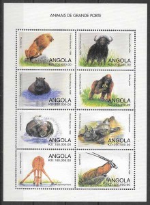 Filatelia fauna Angola 1998