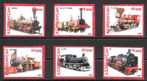 coleccion sellos trenes Azerbaiyan 2008