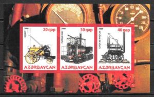 coleccion sellos trenes Azerbaiyan 2008