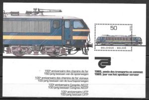 sellos trenes Belgica 1985