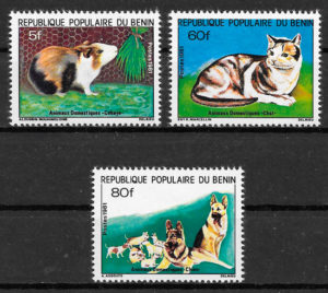 filatelia colección gatos y perros Benín 1981