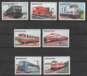 filatelia colección trenes Burkina Faso 1985