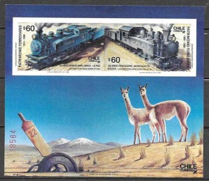 sellos Chile trenes 1988