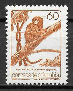 colección sellos fauna Colombia 1990