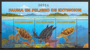 colección sellos fauna Colombia 1999