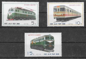 sellos 1976 trenes Corea del Norte