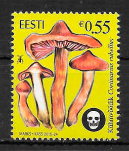 colección sellos setas Estonia 2015