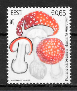 colección sellos setas Estonia 2016