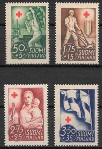 sellos coleccion cruz roja Finlandia 1941