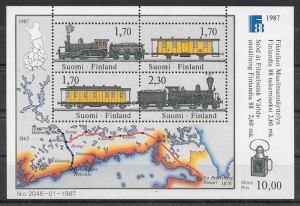 sellos Finlandia trenes 1987