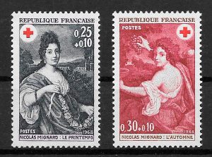 sellos cruz roja Francia 1968