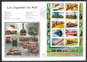 colección sellos trenes Francia 2001