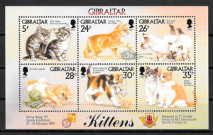 colección sellos gatos y perros Gibraltar 1997