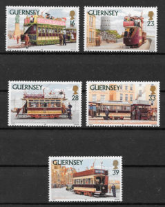 filatelia colección trenes Guernsey 1992