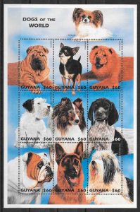 colección sellos gatos y perros Guyana 1997