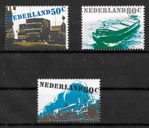 colección sellos trenes Holanda 1980