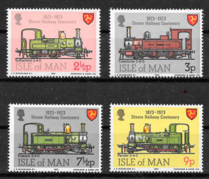 sellos trenes Isla de Man 1973