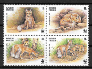 filatelia fauna wwf Kirgikistan 1999