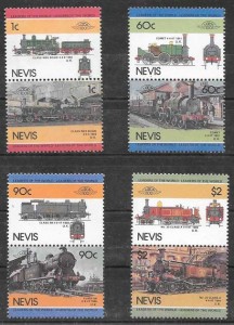 Sellos colección trenes Nevis 1985