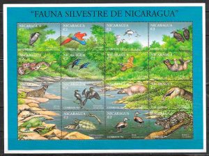 colección sellos fauna Nicaragua 1994