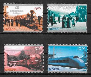 colección sellos trenes Noruega 2004