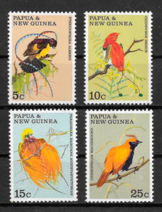 sellos fauana Aves Papua Nueva Guinea 1970