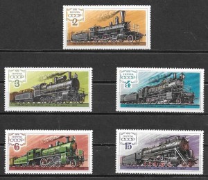 Colección sellos Rusia locomotoras 1979