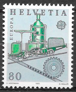 filatelia coleccion trenes Suiza 1983