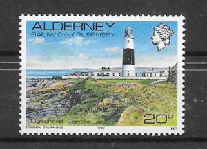 Sello faro de Alderney 1989