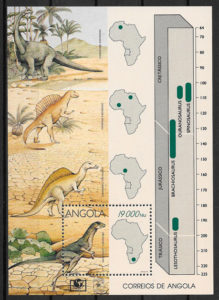 filatelia dinosaurios Angola 1994