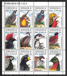 filatelia colección fauna Angola 1996