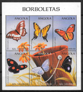 filatelia colección mariposas Angola 1998