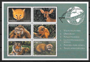 filatelia colección fauna Angola 1999