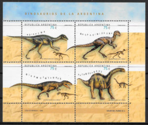 filatelia colección animales prehistóricos Argentina 1998