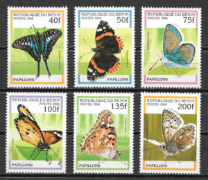 filatelia colección mariposas Benin 1996