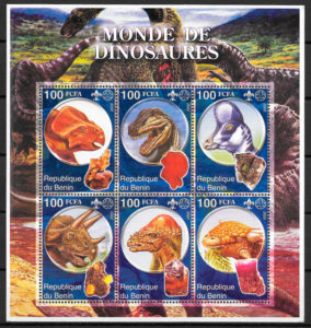 sellos dinosaurios Benín 2002