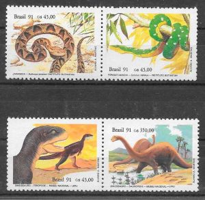 filatelia dinosaurios Brasil 1991