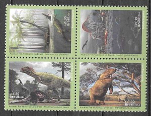 colección sellos dinosaurios Brasil 2014