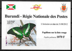 filatelia colección mariposas Burundi 2012