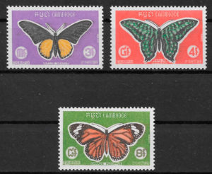 filatelia colección mariposas Camboya 1969