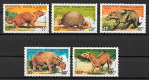 filatelia colección animales prehistóricos Camboya 1994