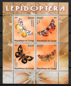 filatelia mariposas Congo 2007