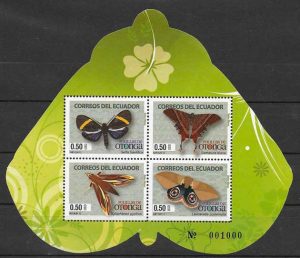 colección sellos mariposas Ecuador 2012