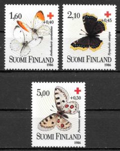 coleccion selos mariposas Finlandia 1986