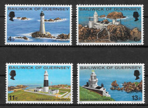 colección sellos faros Guernsey 1976