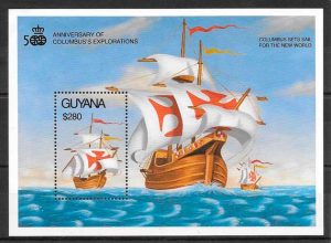 filatelia colección transporte Guyana 1992