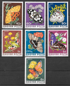 colección sellos mariposas Hungría 1974