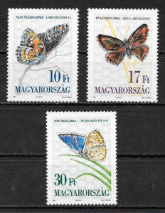 filatelia colección mariposas Hungría 1993