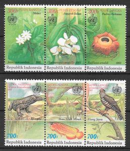 sellos fauna y flora Indonesia 1993